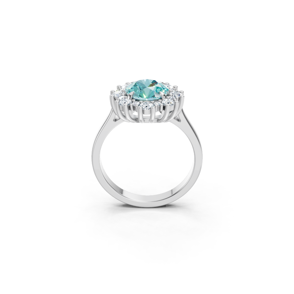 Paraiba Tourmaline Sunburst Halo Ring