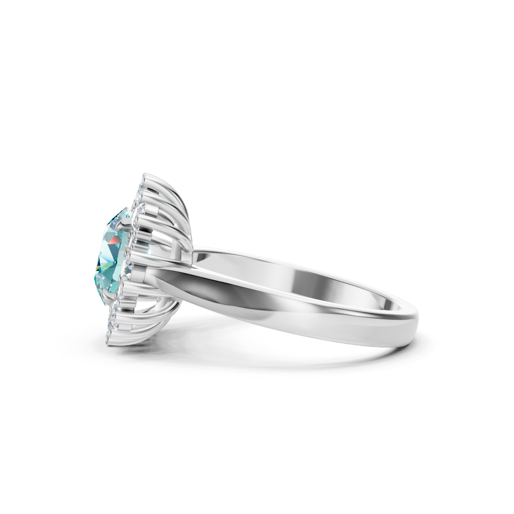 Paraiba Tourmaline Sunburst Halo Ring