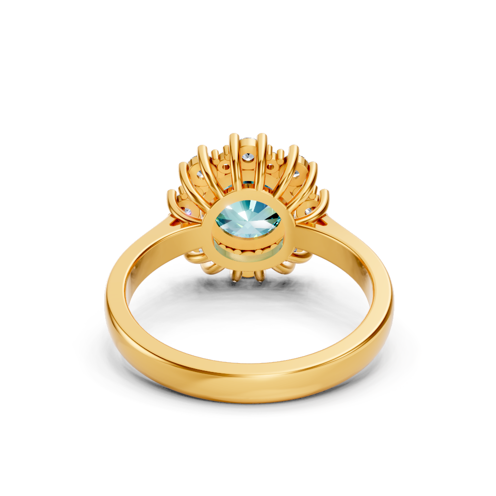 Paraiba Tourmaline Sunburst Halo Ring