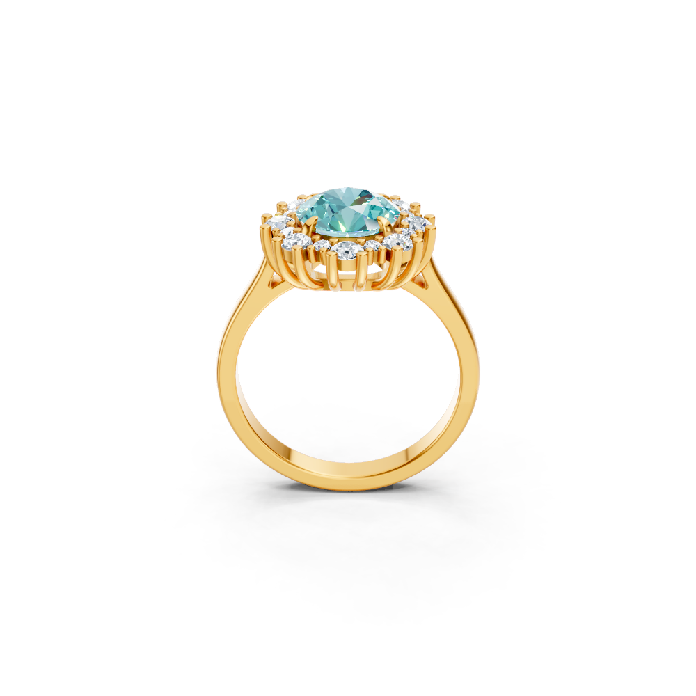 Paraiba Tourmaline Sunburst Halo Ring