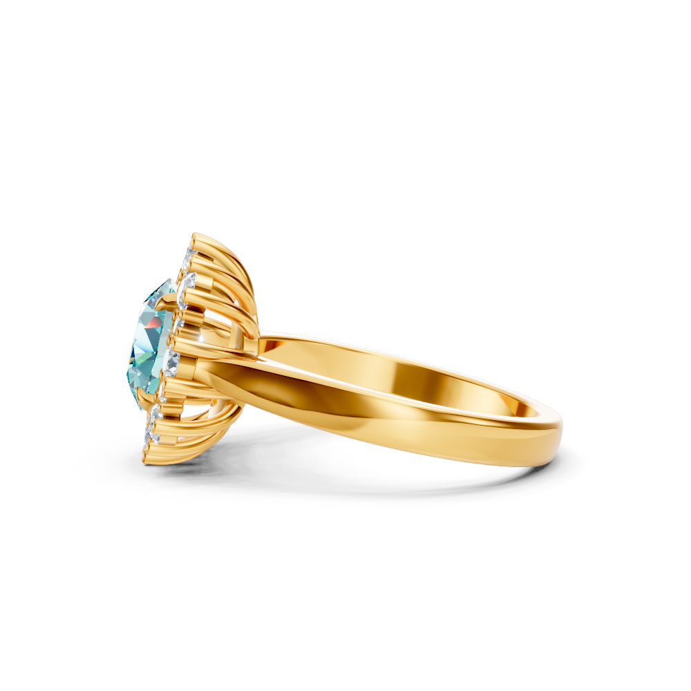 Paraiba Tourmaline Sunburst Halo Ring