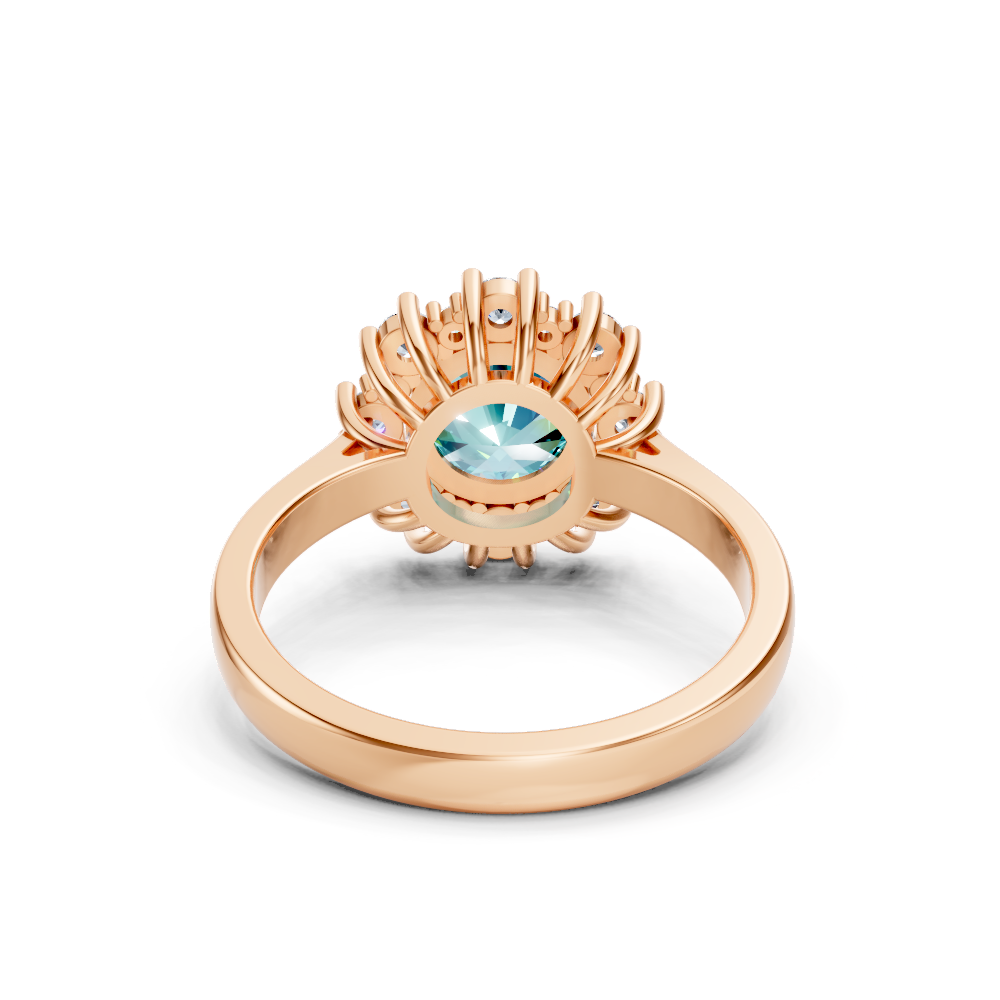 Paraiba Tourmaline Sunburst Halo Ring