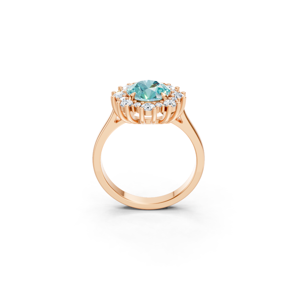 Paraiba Tourmaline Sunburst Halo Ring