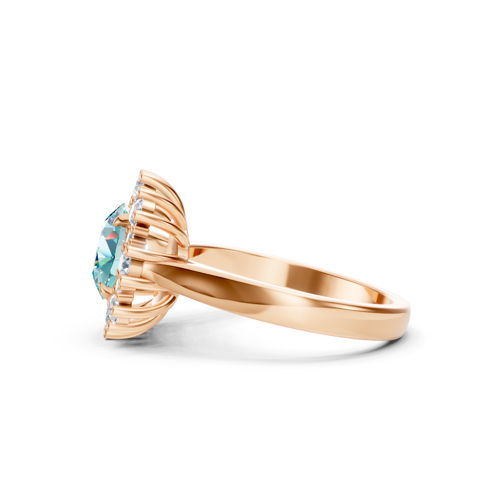 Paraiba Tourmaline Sunburst Halo Ring