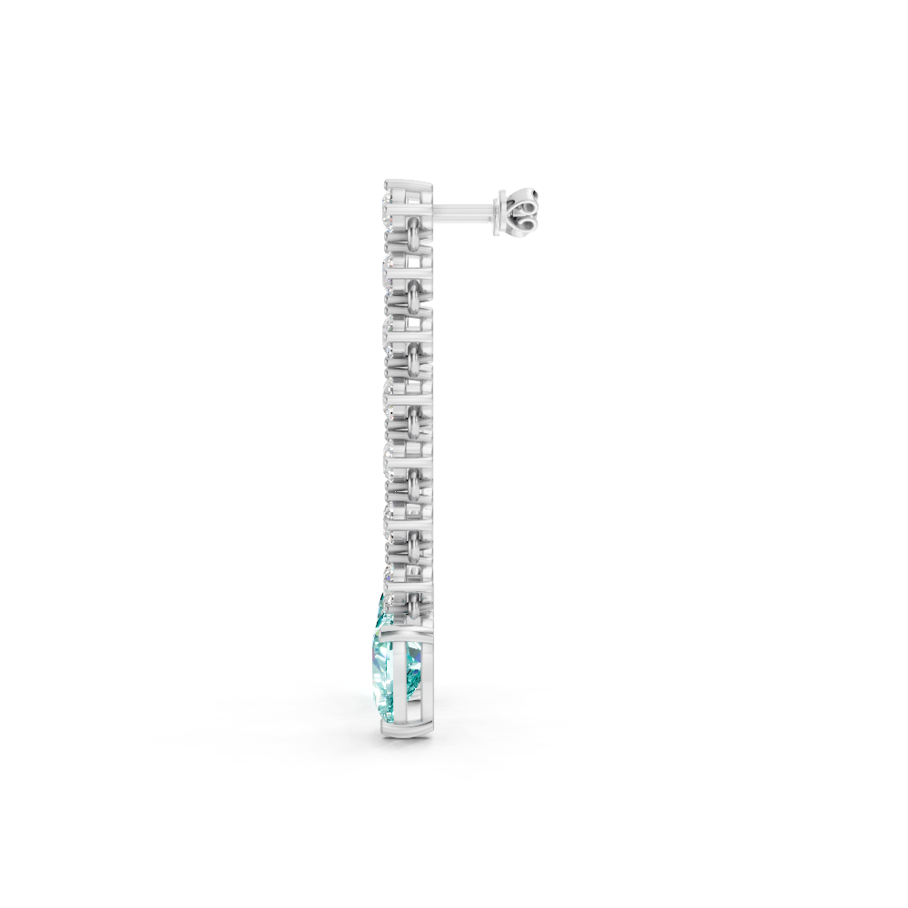 Paraiba Tourmaline Heart Drop Earrings with Diamond Tennis Chain