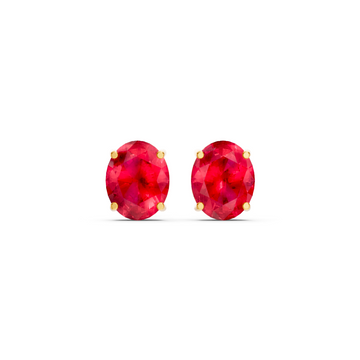 Ruby  Diamond Oval Solitaire Stud Earrings
