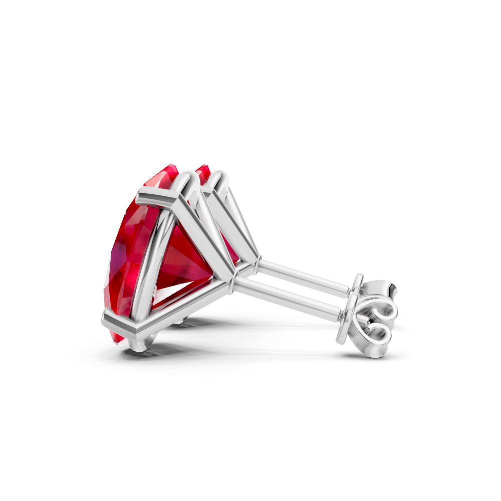 Ruby  Diamond Oval Solitaire Stud Earrings