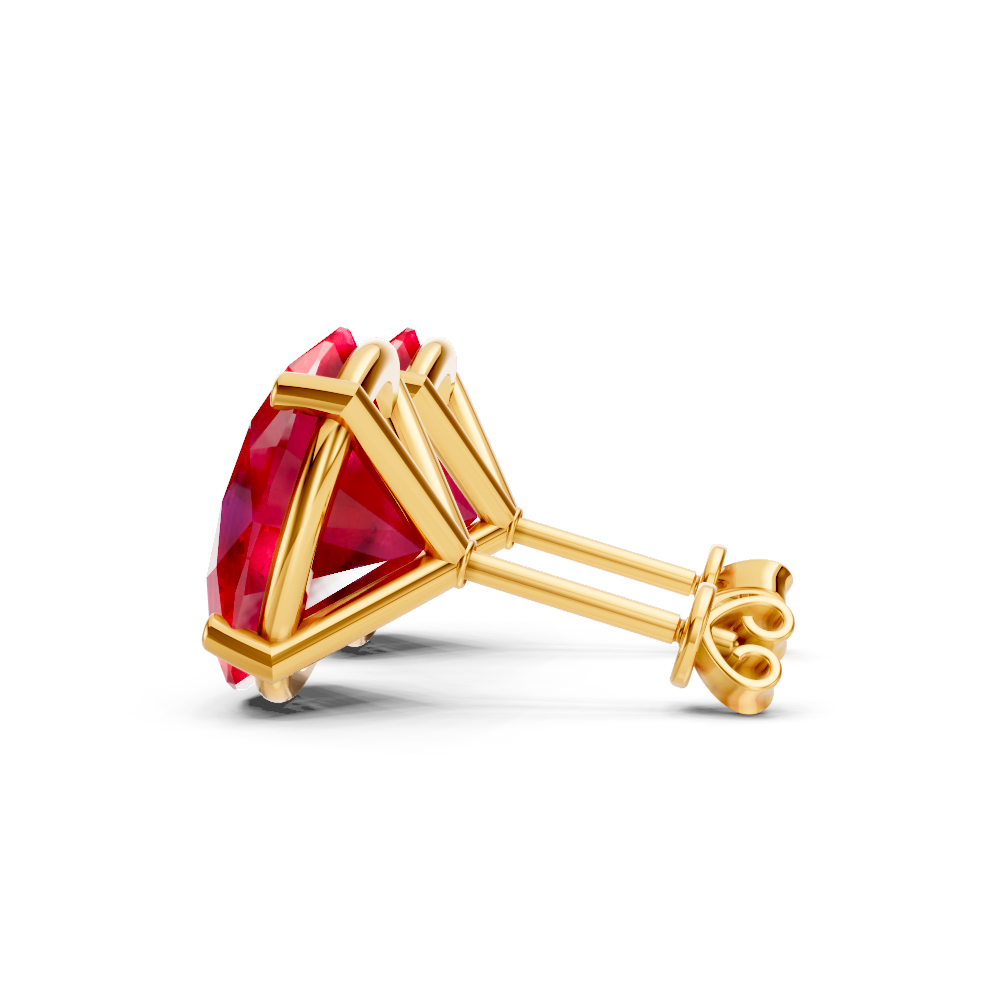 Ruby  Diamond Oval Solitaire Stud Earrings