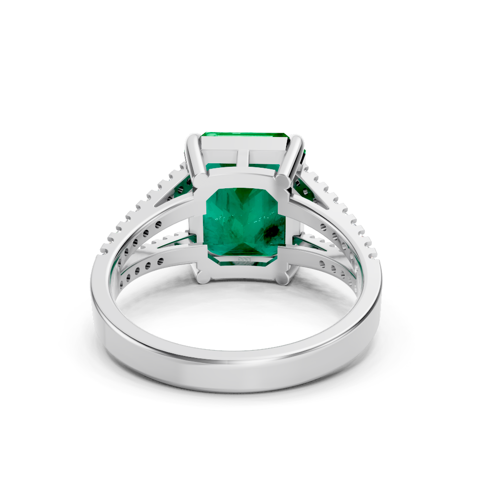 Colombian Emerald Cut Ring with Diamond Pavé Band