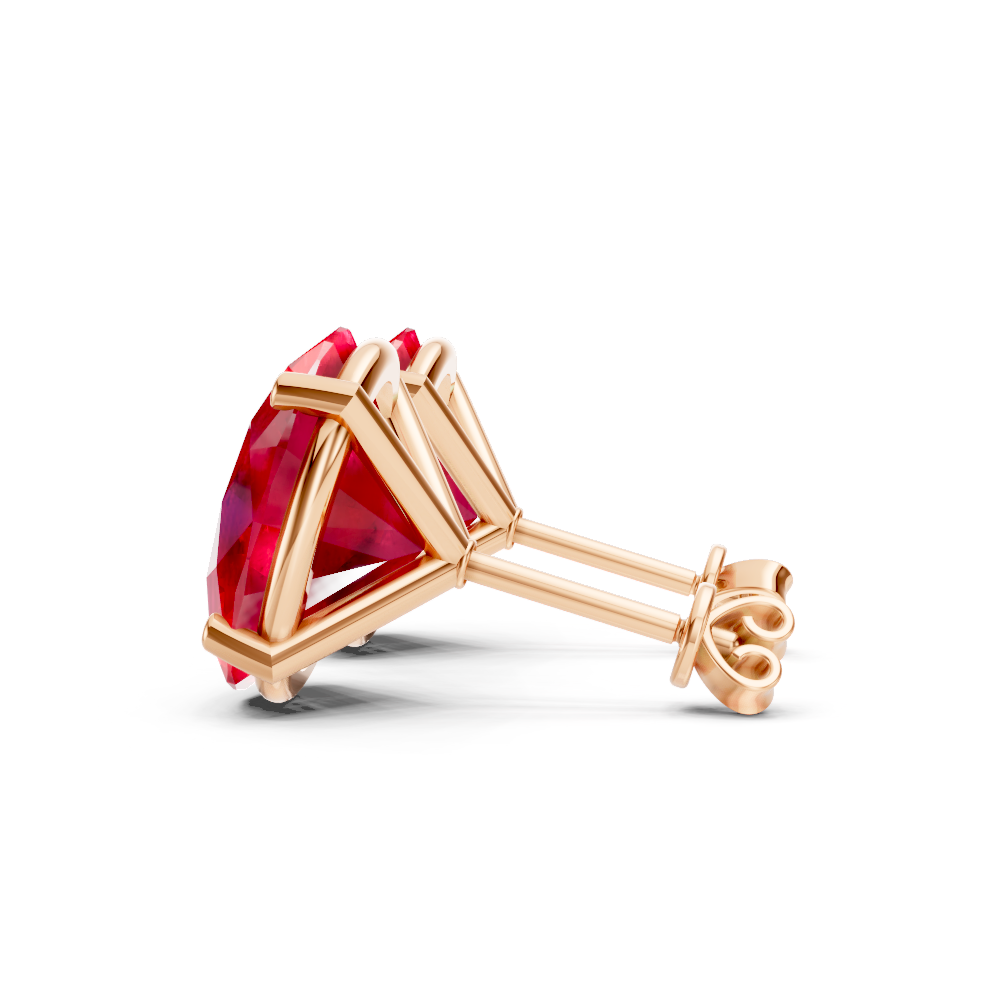 Ruby  Diamond Oval Solitaire Stud Earrings