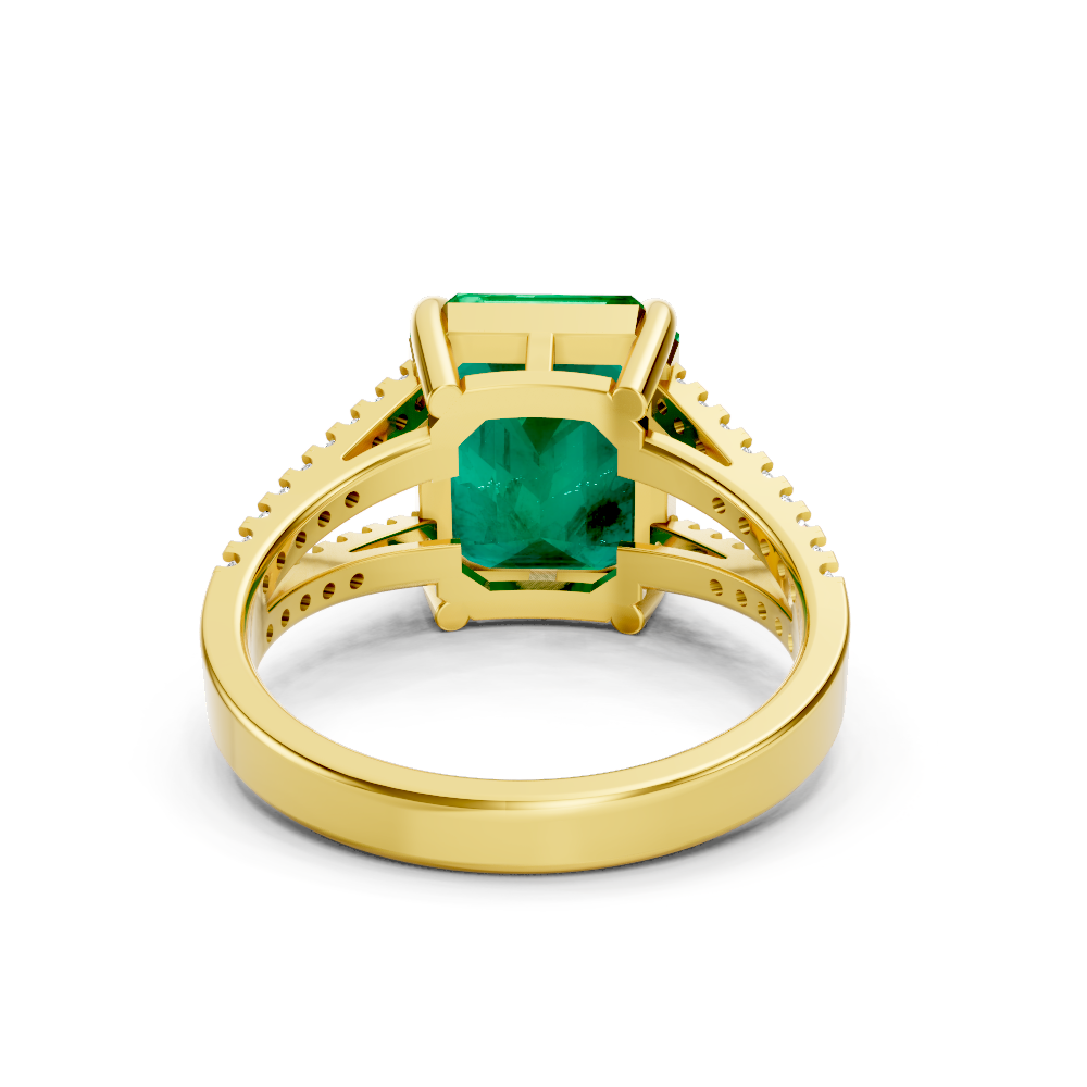 Colombian Emerald Cut Ring with Diamond Pavé Band
