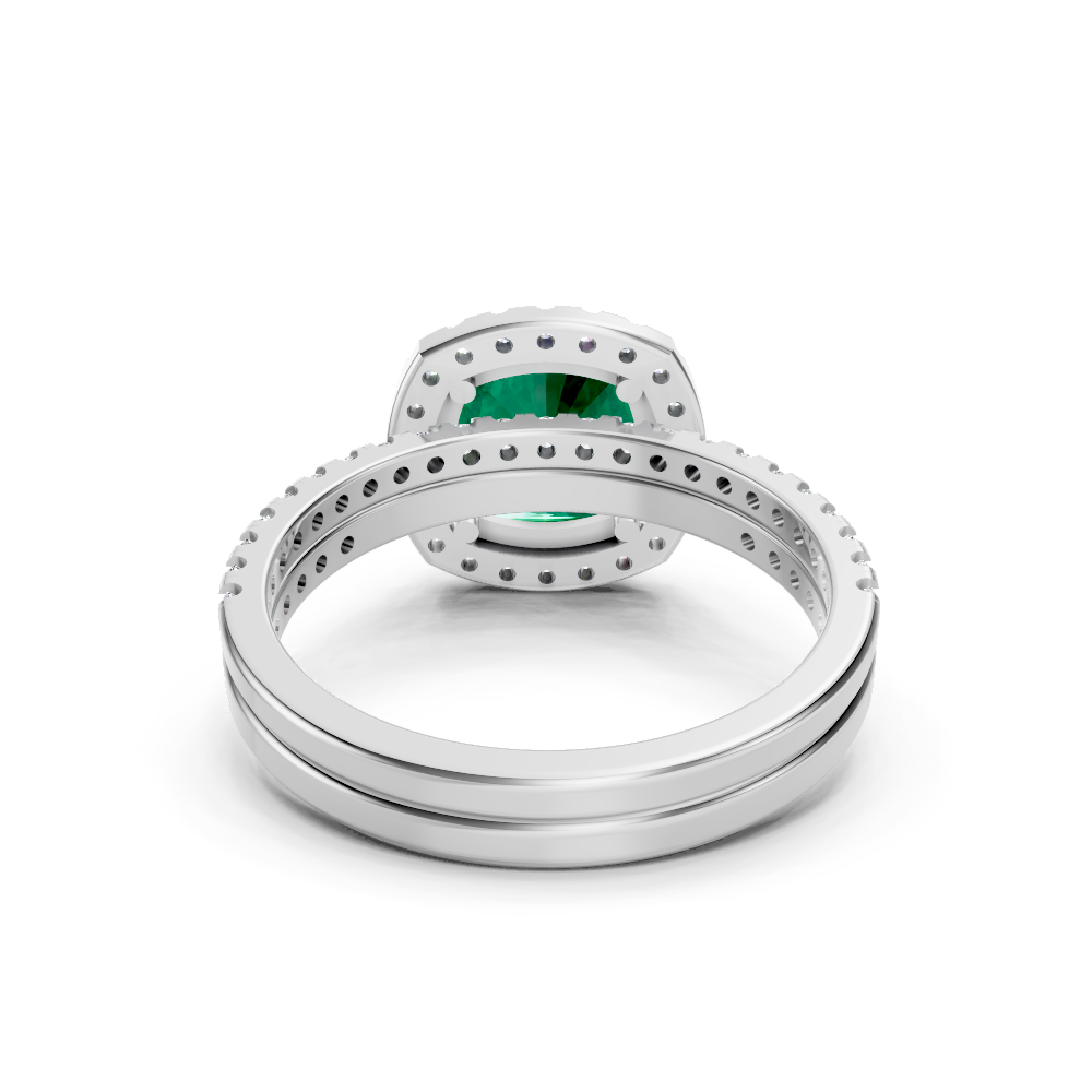 Colombian Cushion Halo Ring with Pave Band