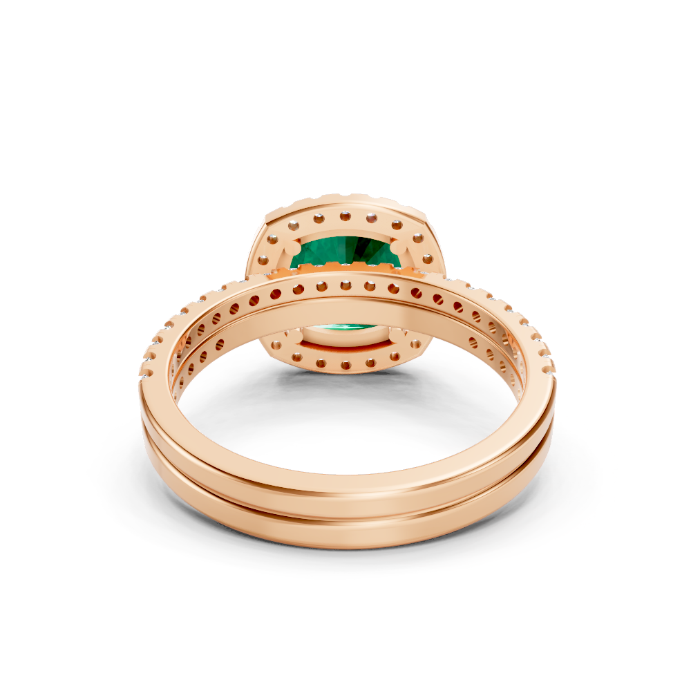 Colombian Cushion Halo Ring with Pave Band