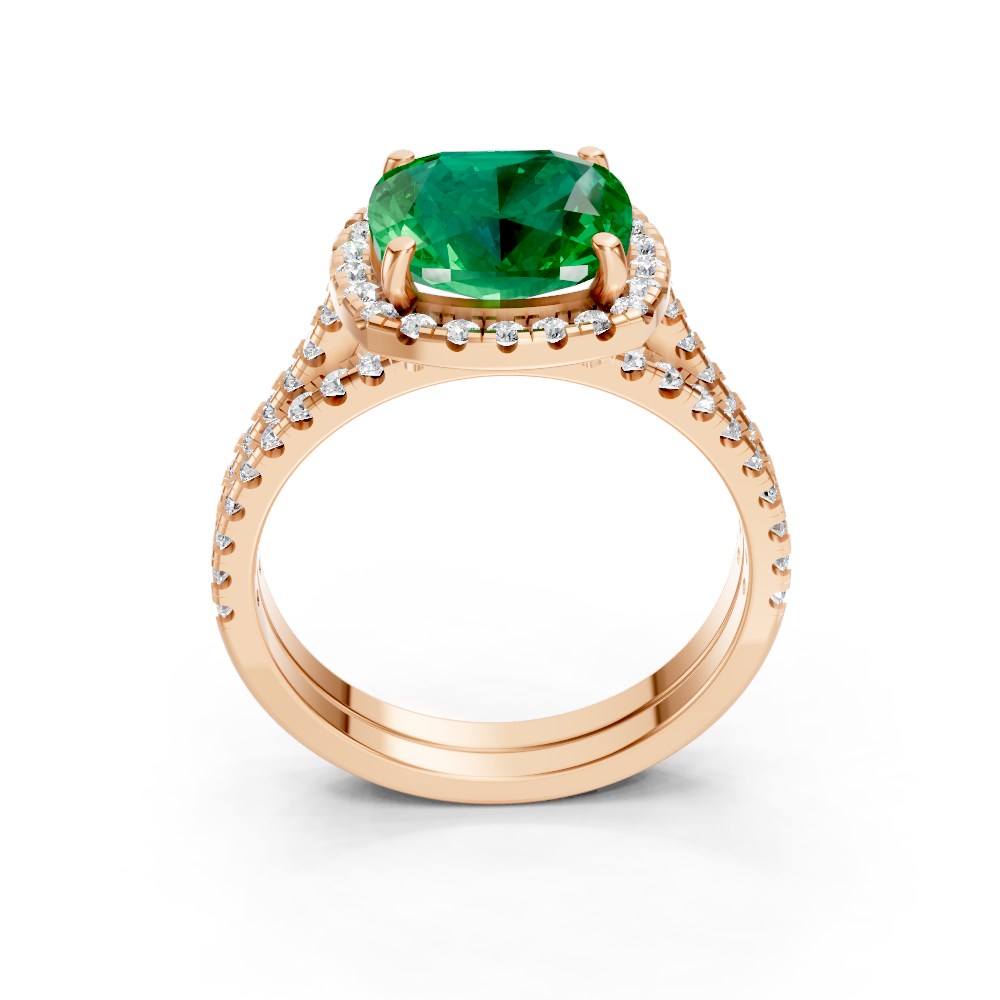 Colombian Cushion Halo Ring with Pave Band