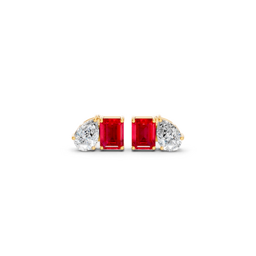 Ruby Diamond Toi et Moi Stud Earrings