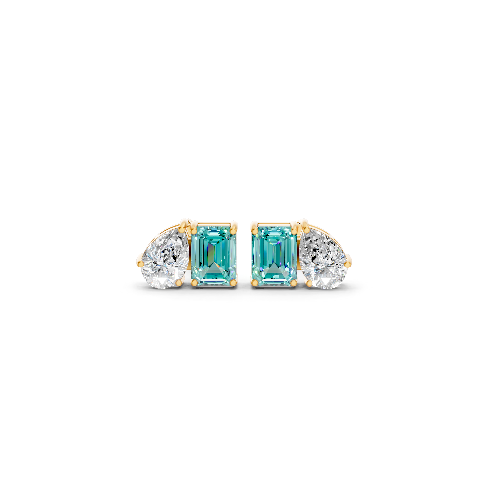 Paraiba Tourmaline Diamond Toi et Moi Stud Earrings