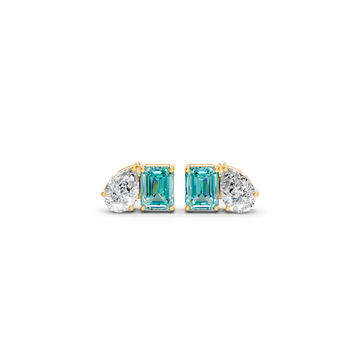 Paraiba Tourmaline Diamond Toi et Moi Stud Earrings