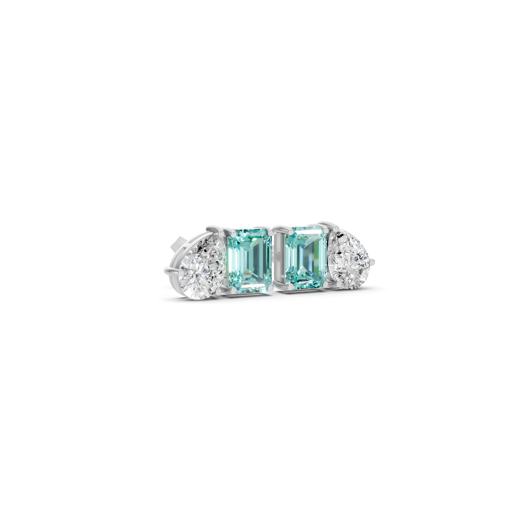 Paraiba Tourmaline Diamond Toi et Moi Stud Earrings