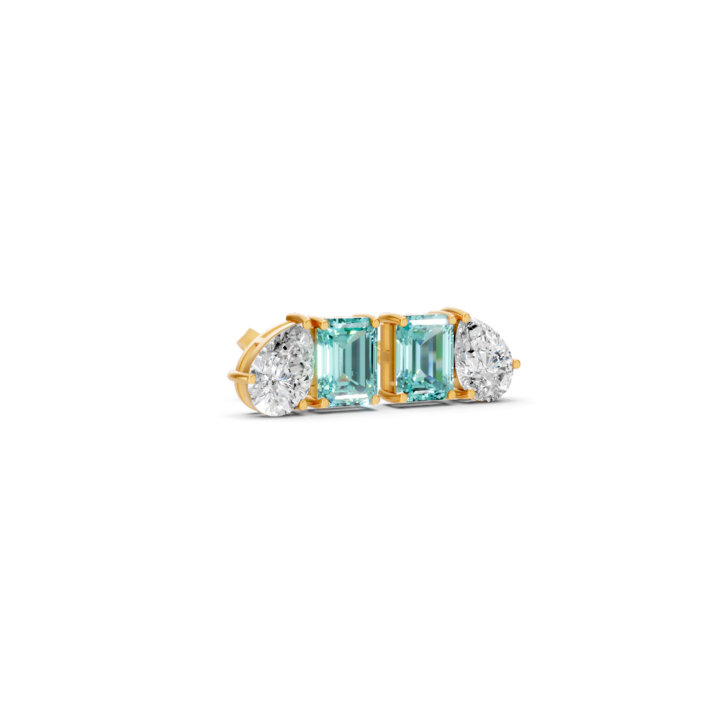 Paraiba Tourmaline Diamond Toi et Moi Stud Earrings