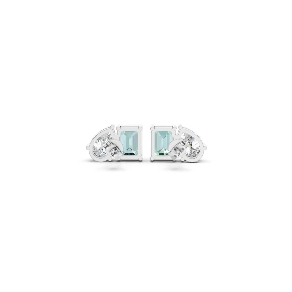 Paraiba Tourmaline Diamond Toi et Moi Stud Earrings
