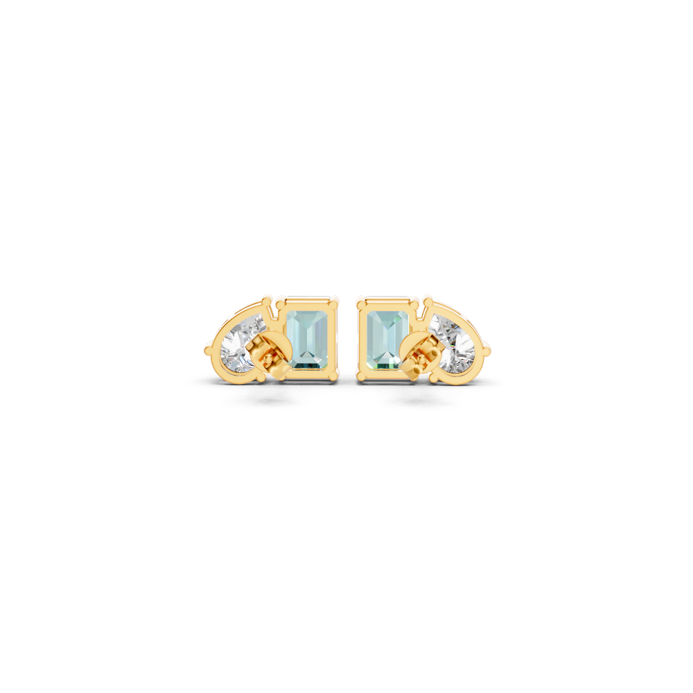 Paraiba Tourmaline Diamond Toi et Moi Stud Earrings