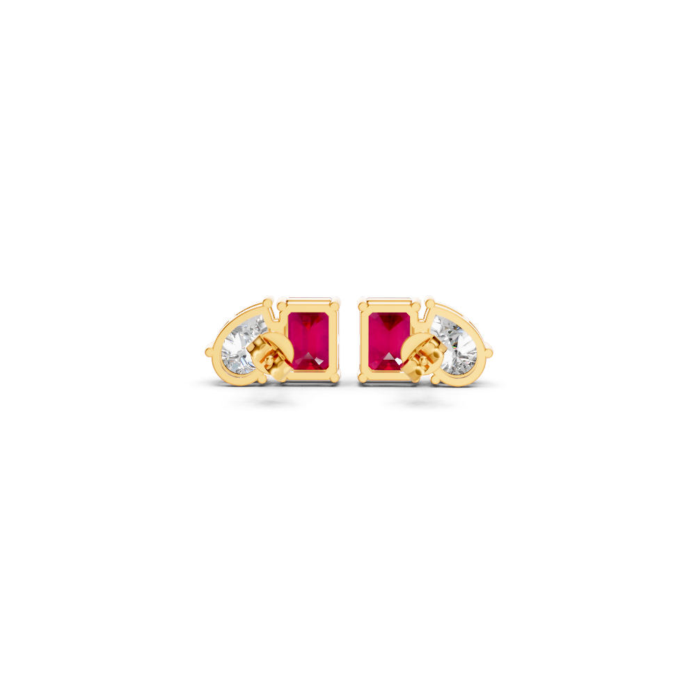 Ruby Diamond Toi et Moi Stud Earrings