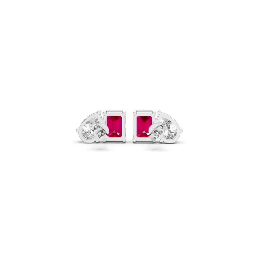 Ruby Diamond Toi et Moi Stud Earrings