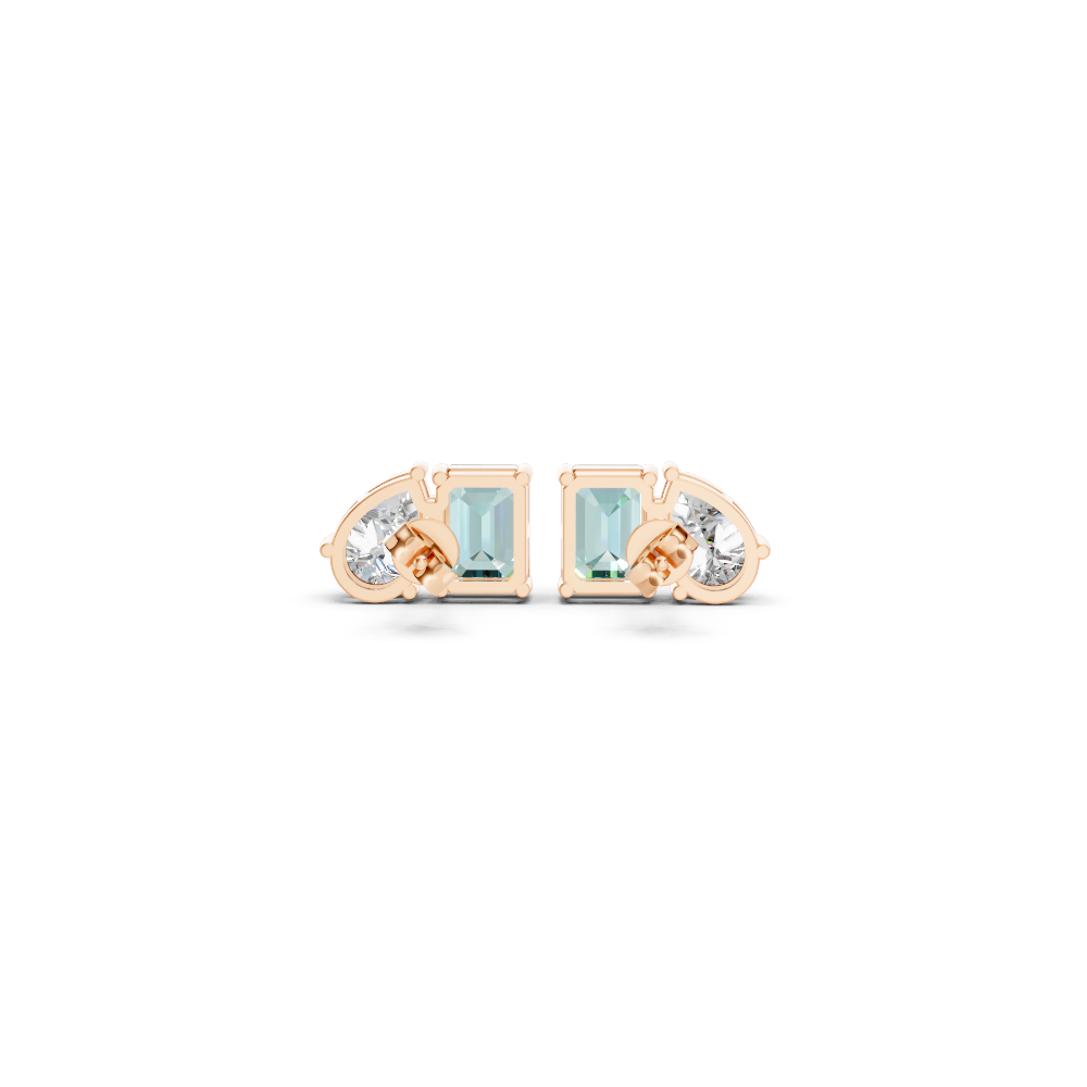 Paraiba Tourmaline Diamond Toi et Moi Stud Earrings