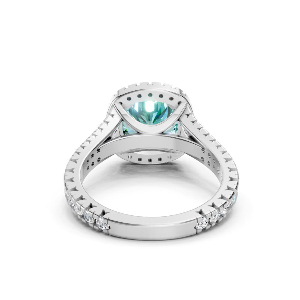 Paraiba Tourmaline Cushion Cut  Halo Ring