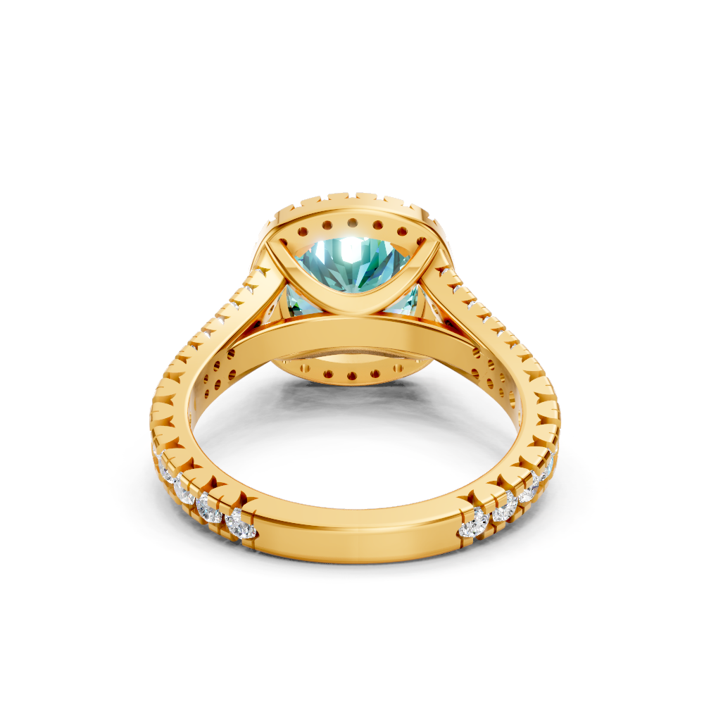 Paraiba Tourmaline Cushion Cut  Halo Ring