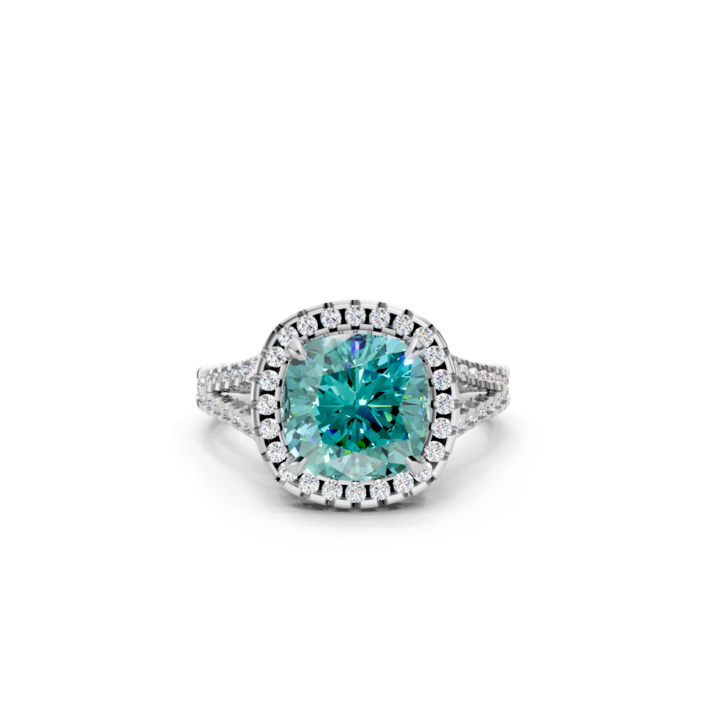 Paraiba Tourmaline Cushion Cut  Halo Ring