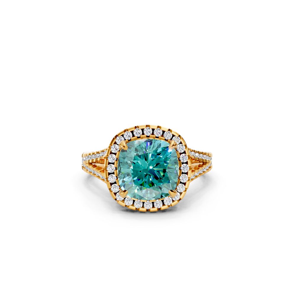 Paraiba Tourmaline Cushion Cut  Halo Ring