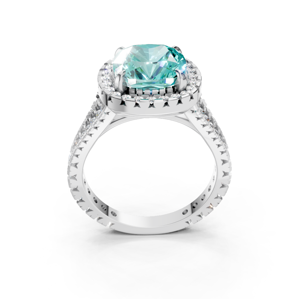 Paraiba Tourmaline Cushion Cut  Halo Ring