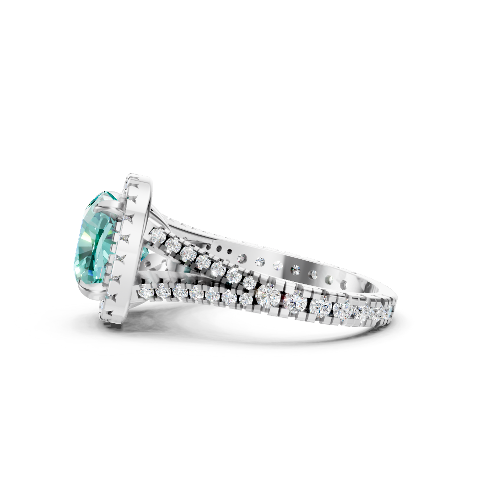 Paraiba Tourmaline Cushion Cut  Halo Ring