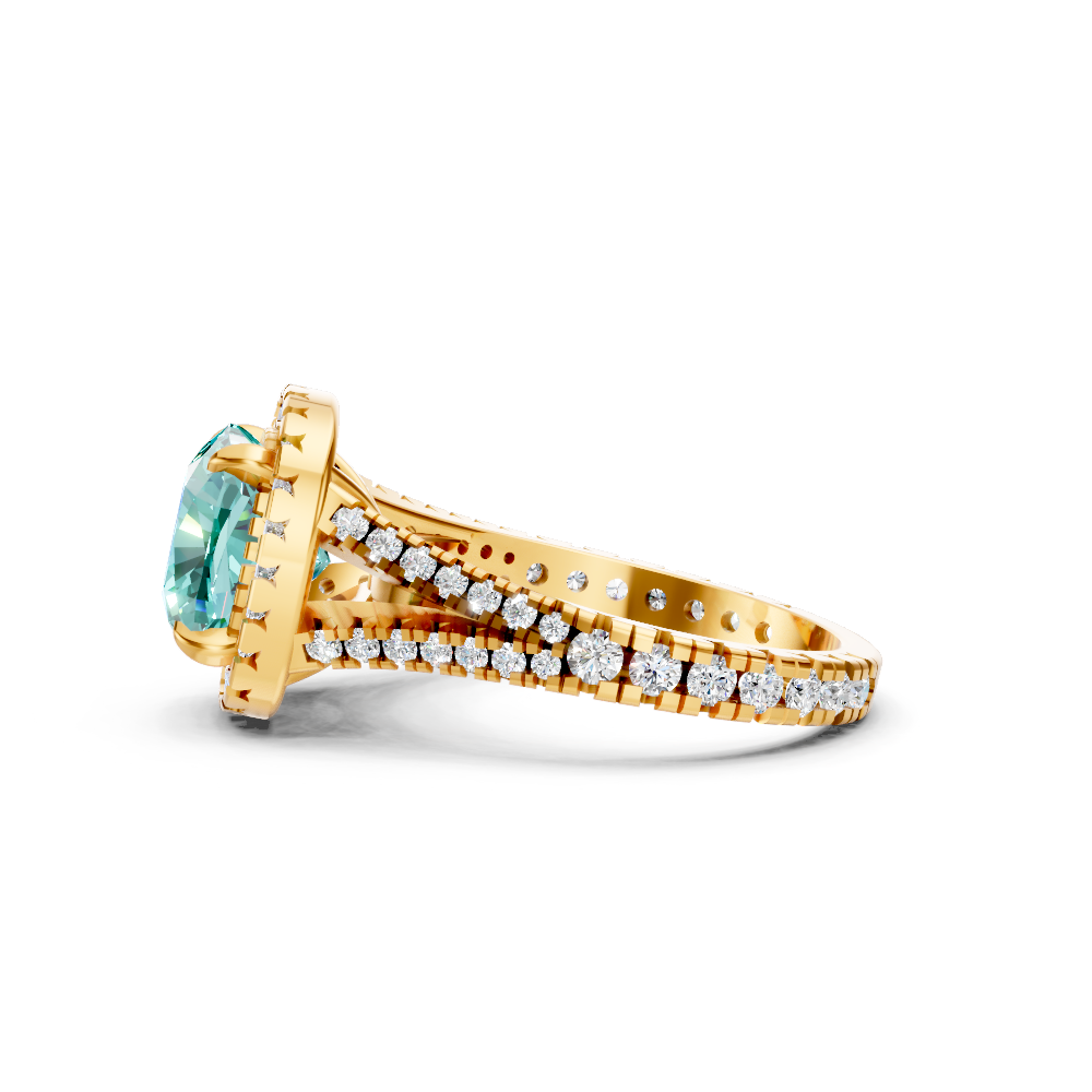 Paraiba Tourmaline Cushion Cut  Halo Ring