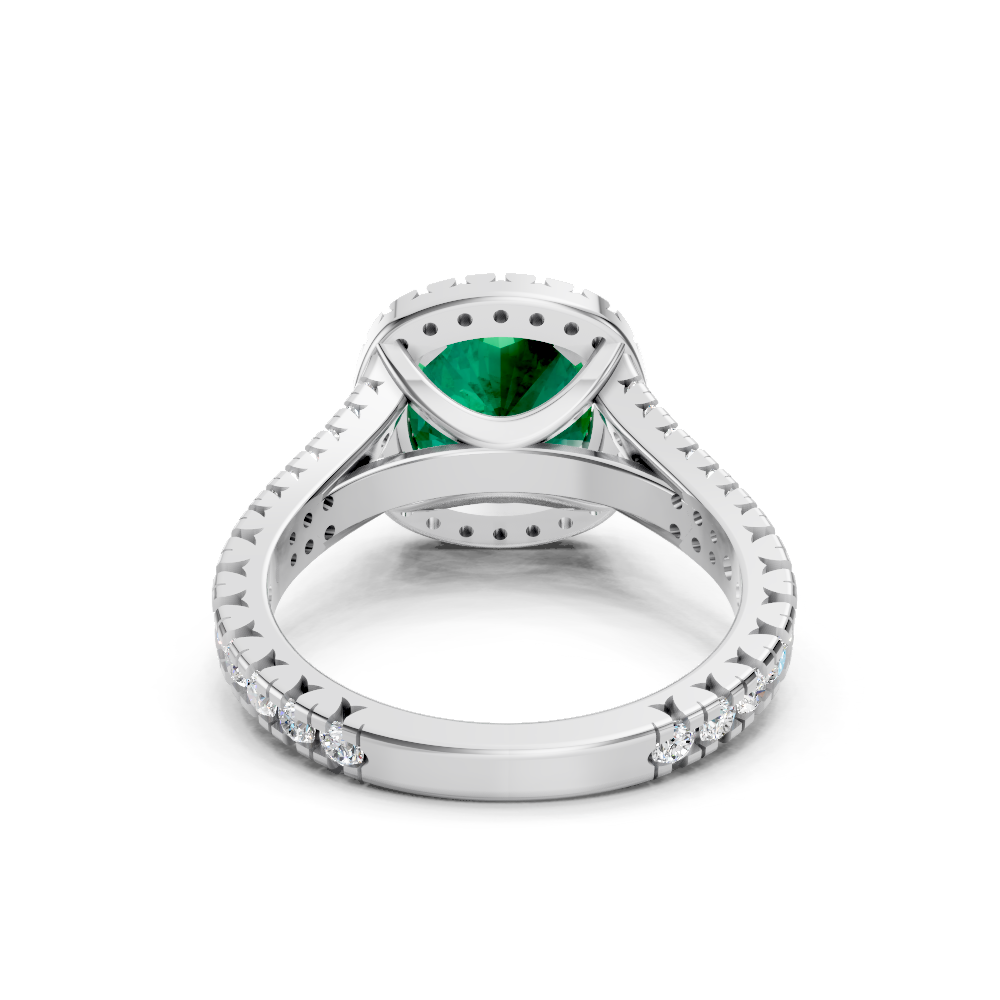 Colombian Emerald Cushion Halo Ring