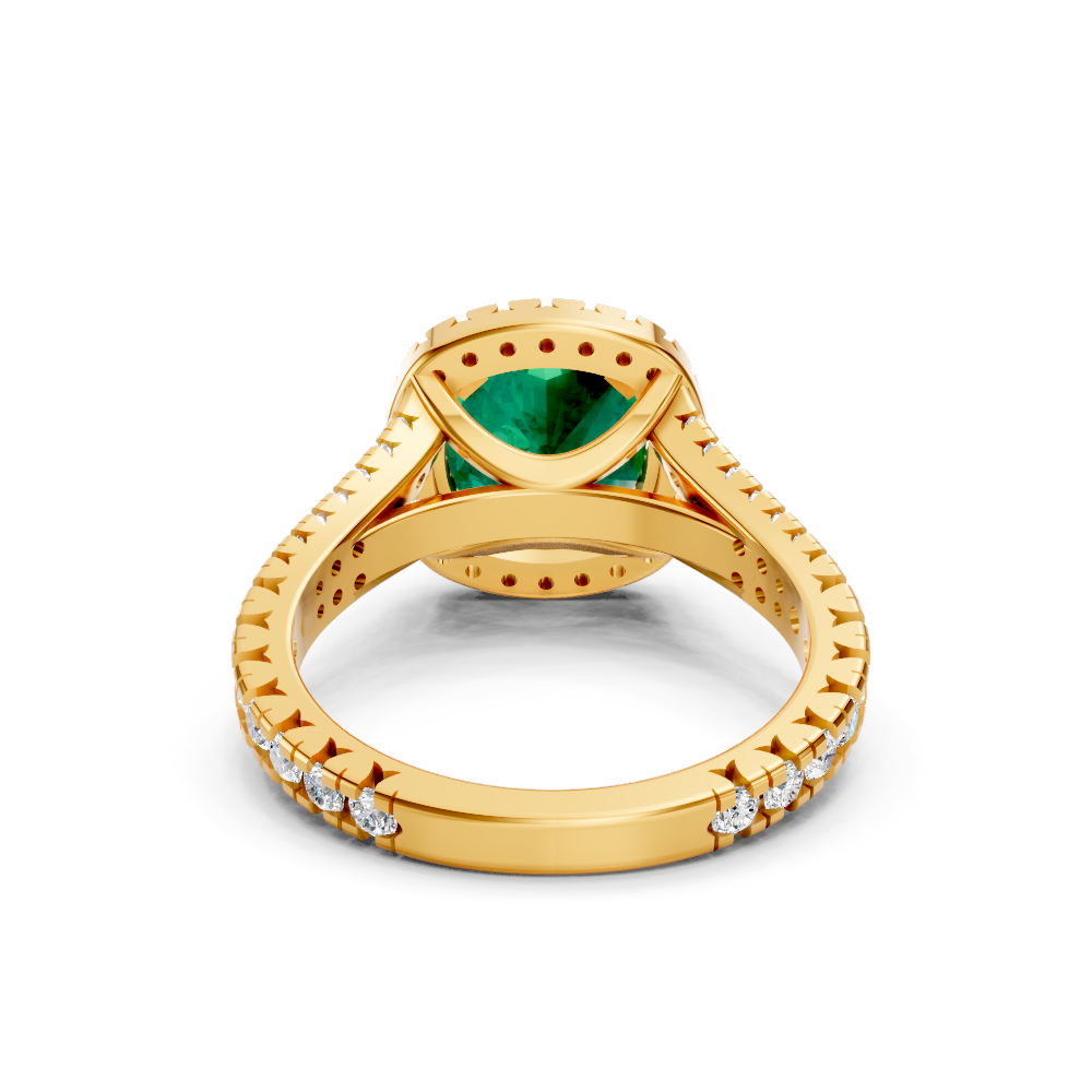 Colombian Emerald Cushion Halo Ring