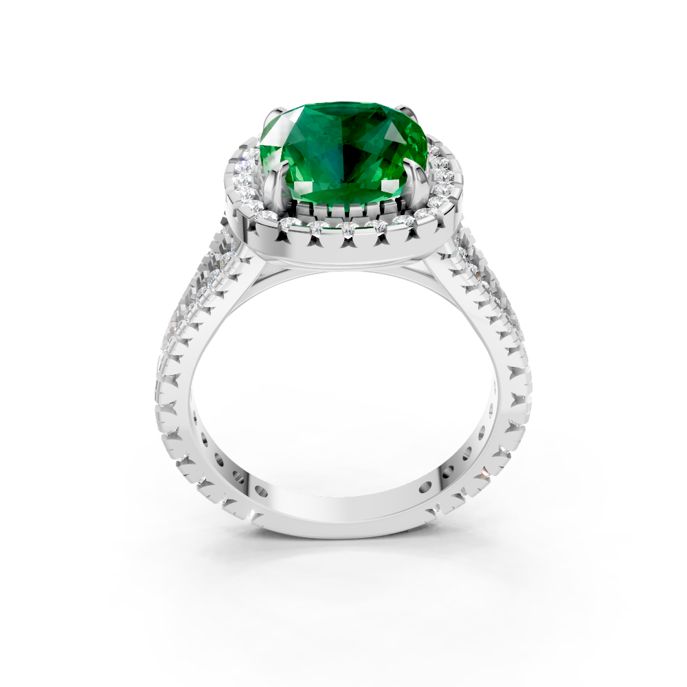 Colombian Emerald Cushion Halo Ring