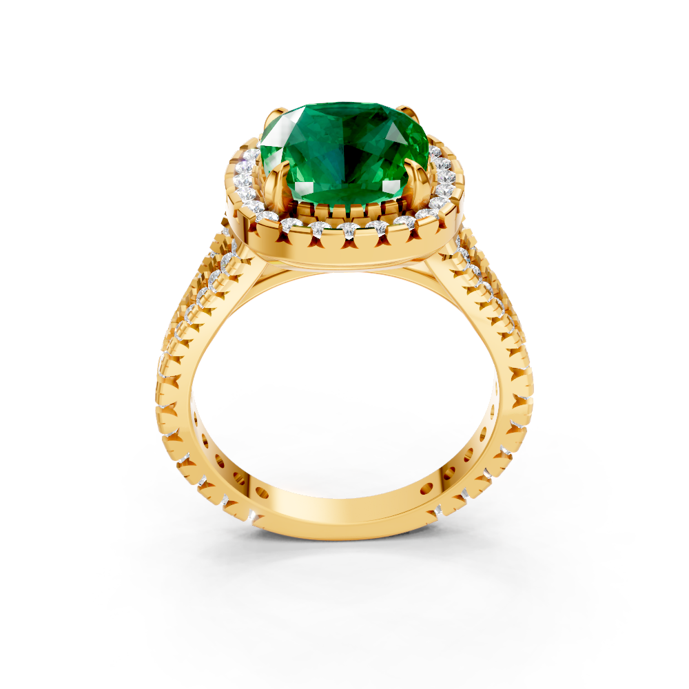 Colombian Emerald Cushion Halo Ring