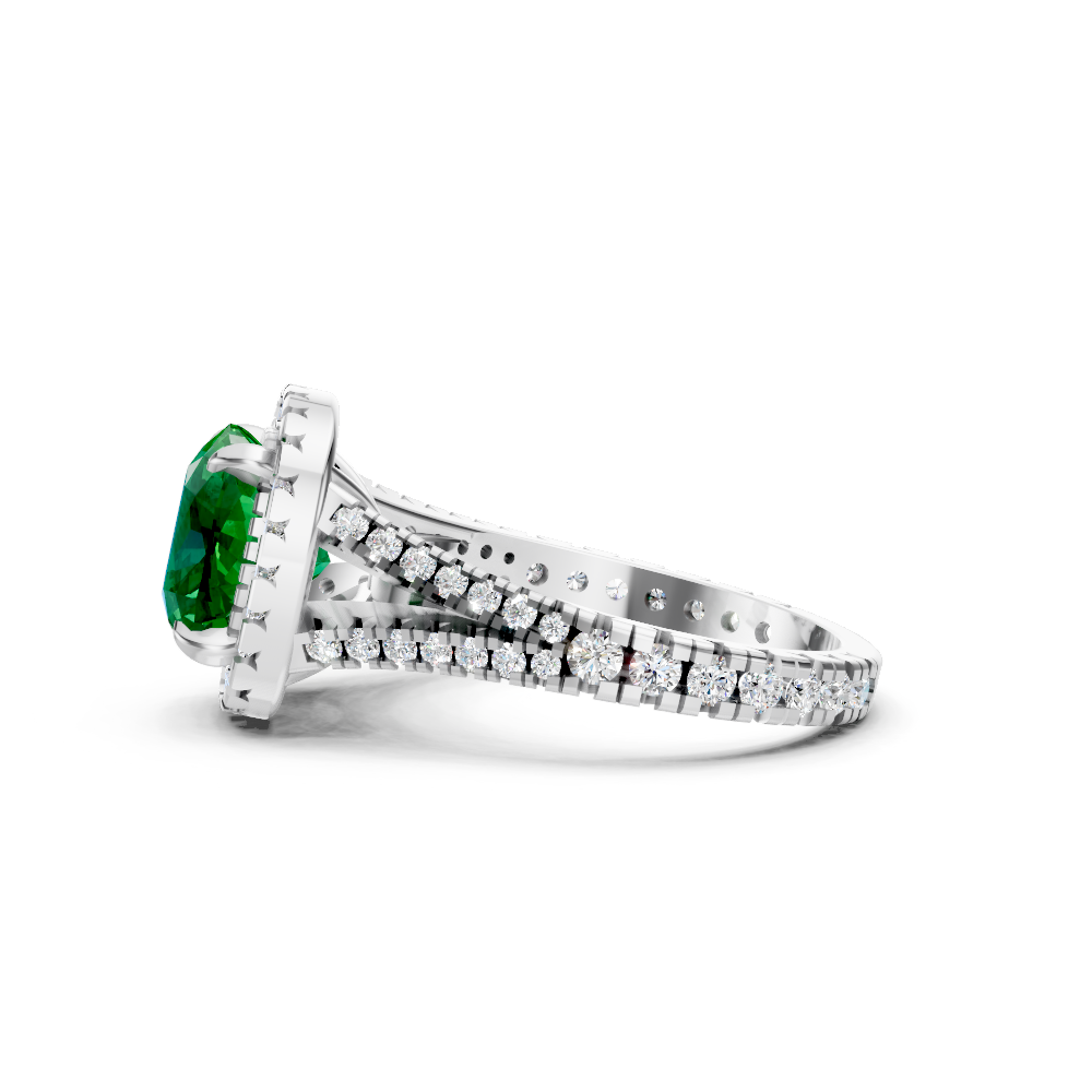 Colombian Emerald Cushion Halo Ring