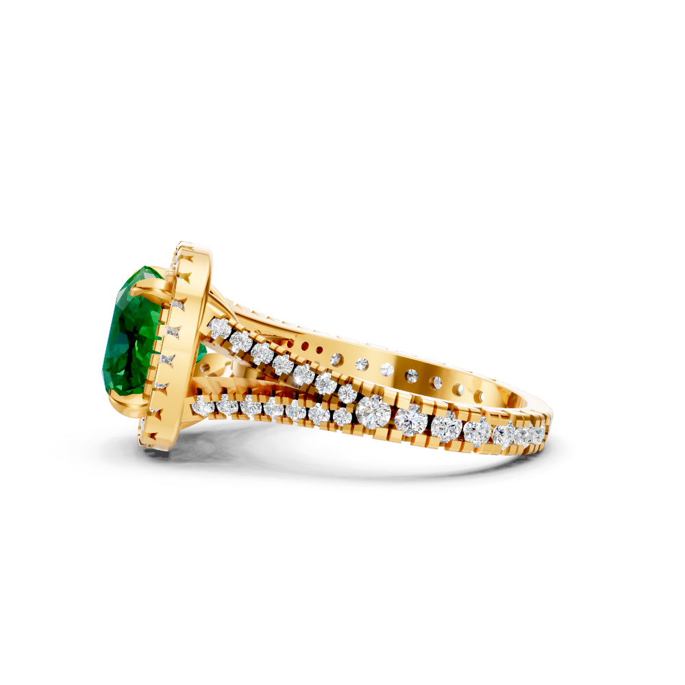 Colombian Emerald Cushion Halo Ring