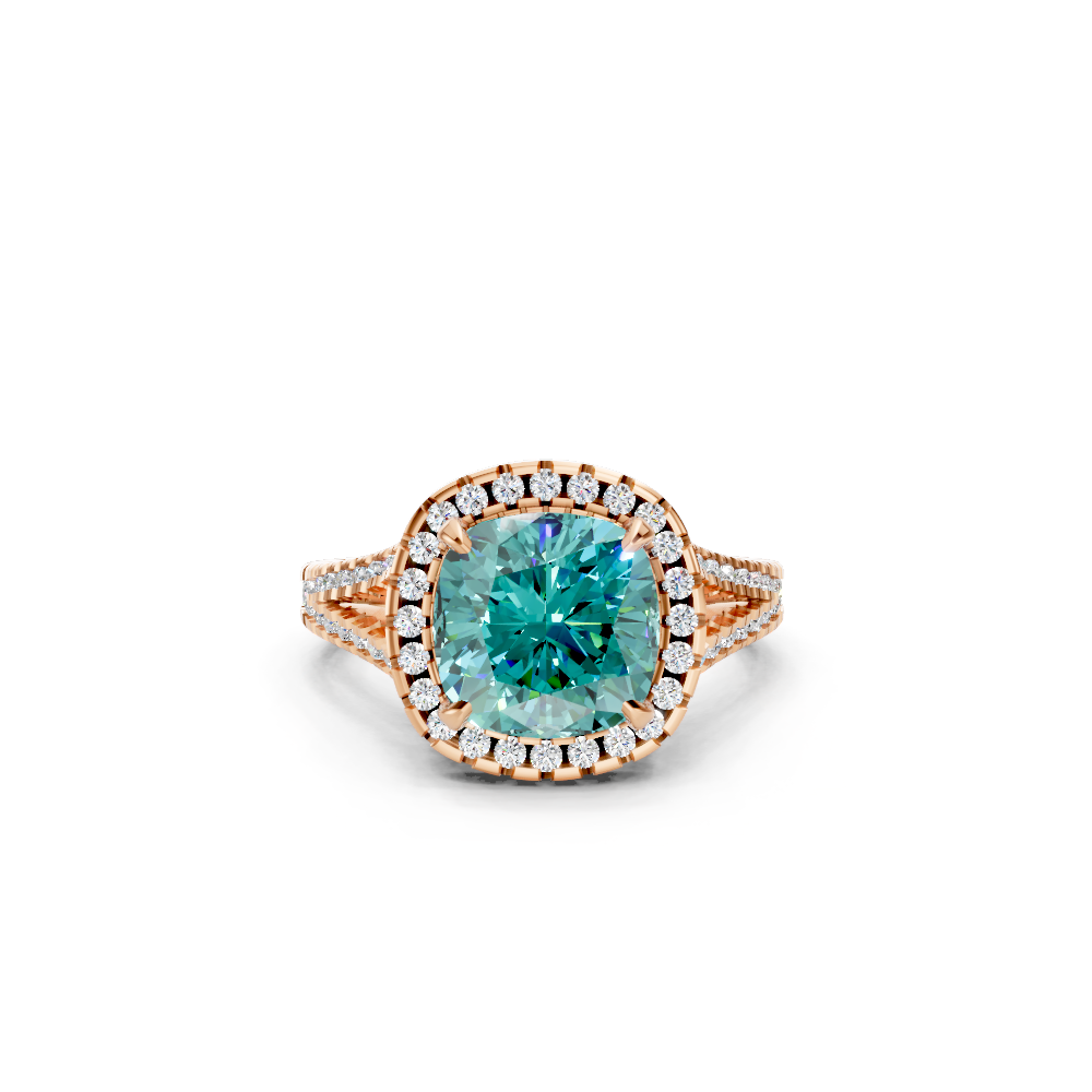 Paraiba Tourmaline Cushion Cut  Halo Ring