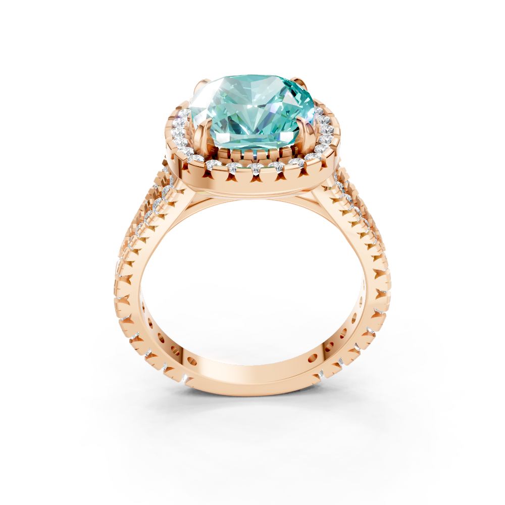 Paraiba Tourmaline Cushion Cut  Halo Ring