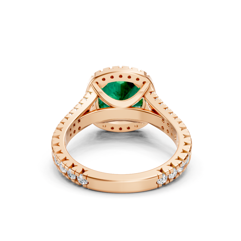 Colombian Emerald Cushion Halo Ring