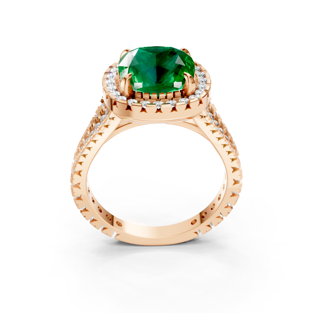 Colombian Emerald Cushion Halo Ring