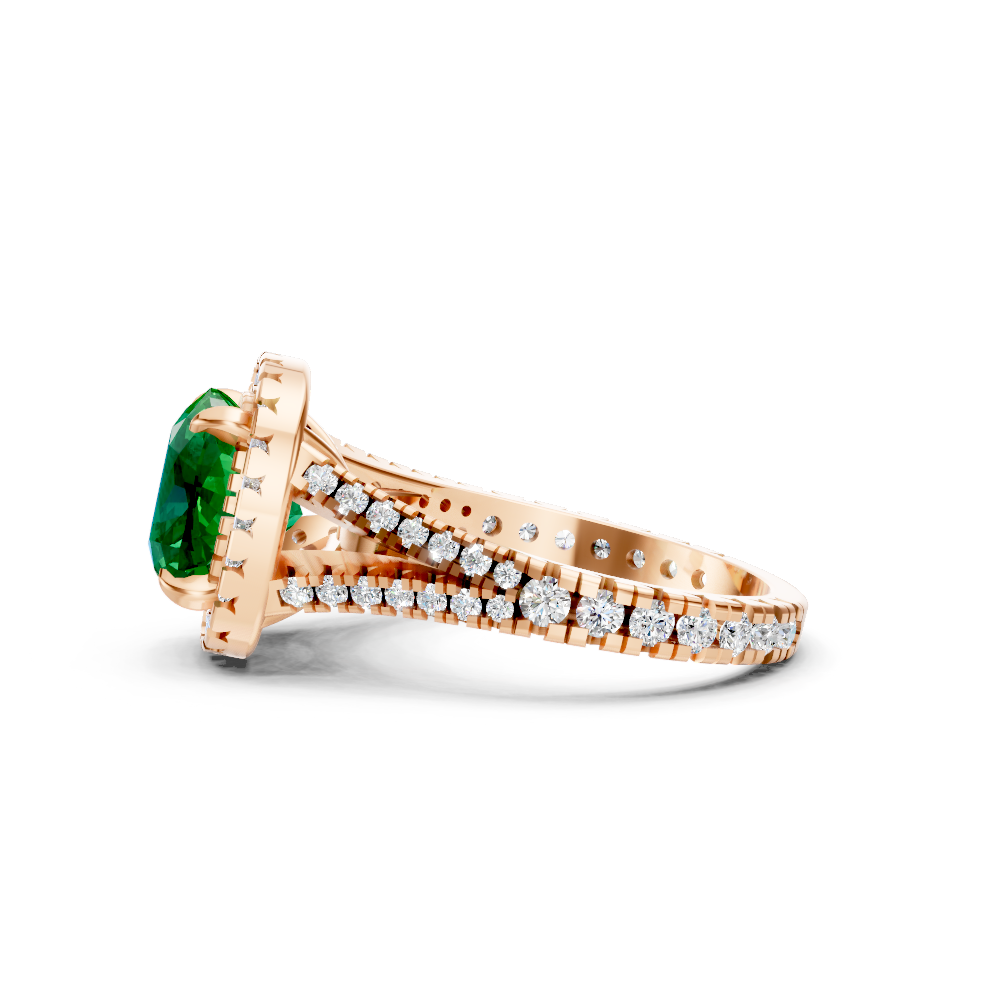 Colombian Emerald Cushion Halo Ring