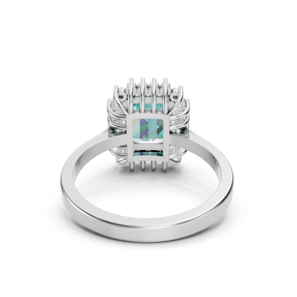 Paraiba Tourmaline Emerald Cut  Halo Ring