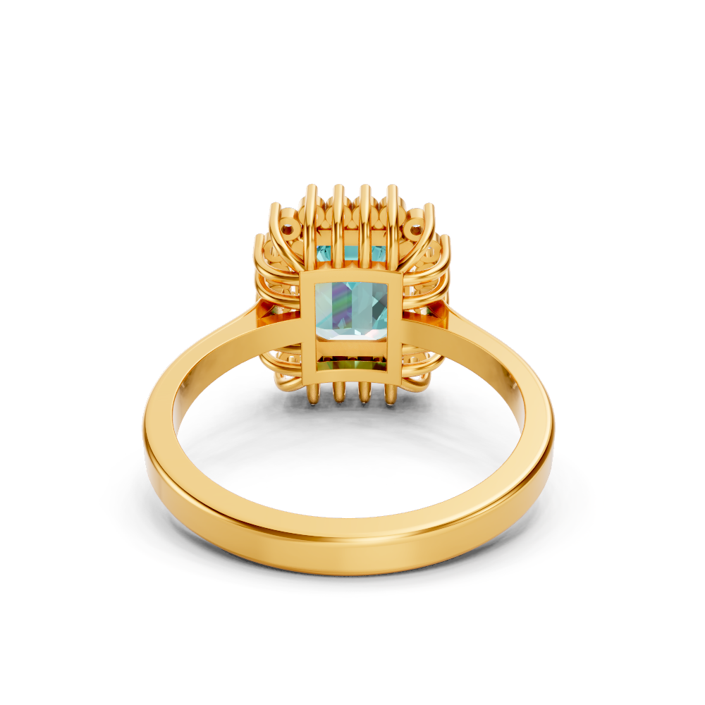 Paraiba Tourmaline Emerald Cut  Halo Ring