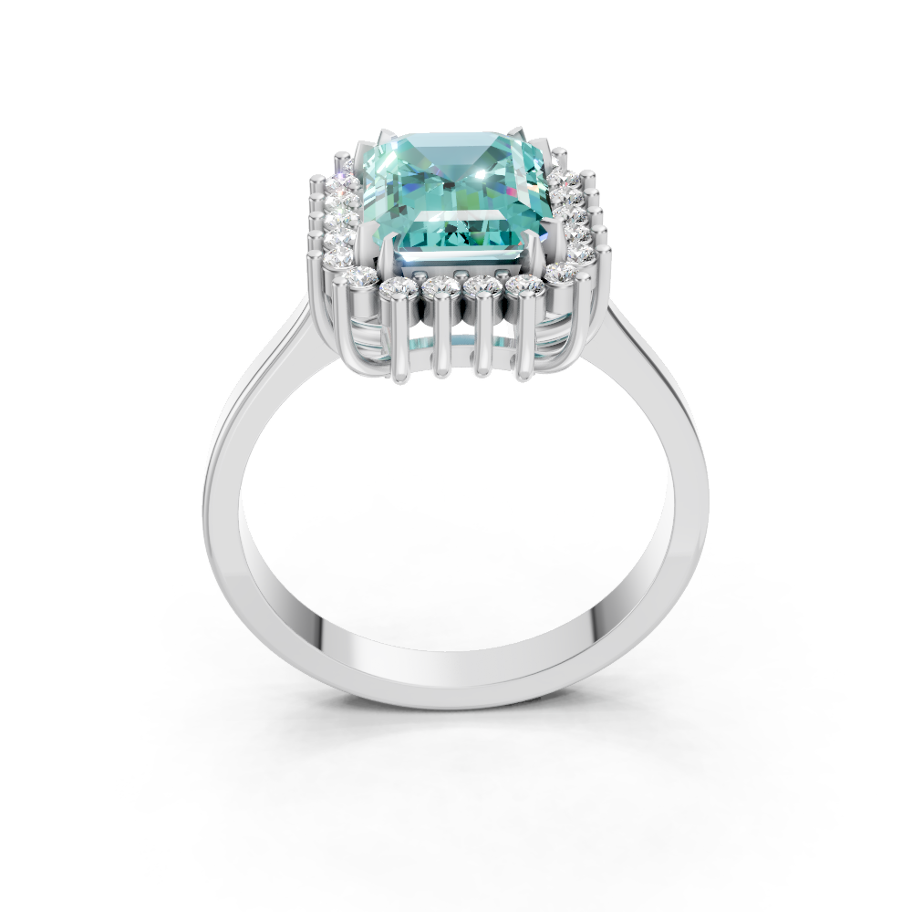 Paraiba Tourmaline Emerald Cut  Halo Ring