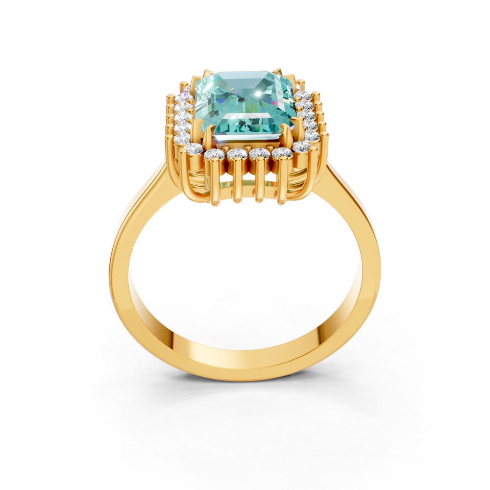 Paraiba Tourmaline Emerald Cut  Halo Ring